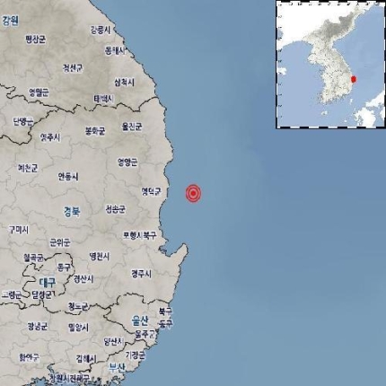 10일 오전 2시 45분 46초께 경북 영덕군 동쪽 23km 해역에서 규모 3.4의 지진이 발생했다.