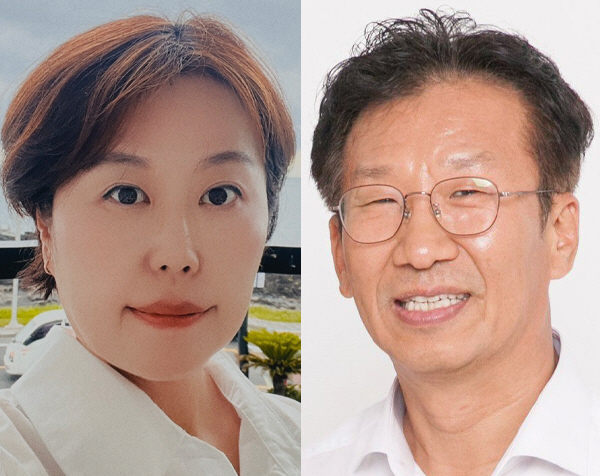 2024 호미곶 흑구문학상에서 수필 부문 대상을 차지한 조은수(왼쪽) 씨와 시 부문 대상을 차지한 박기준 씨. 호미곶 흑구문학상 제공