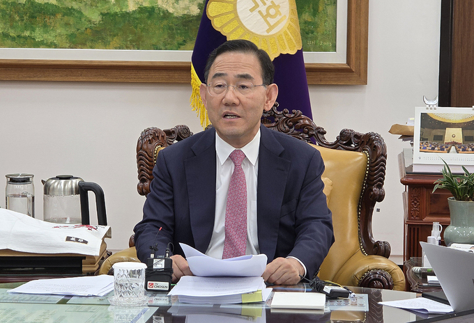 ▲ 주호영 국회 부의장이 25일 오후 서울 여의도 국회에서 기자간담회 통해 최근 정치 현안에 대한 본인의 입장을 밝히고 있다. 황재승 기자