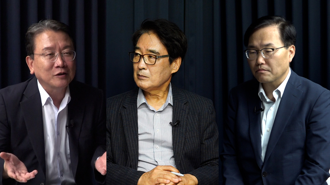 ▲ 왼쪽부터 강민구 민주연구원 부원장, 임한순 경일대 특임교수, 홍석준 전 국민의힘 의원.