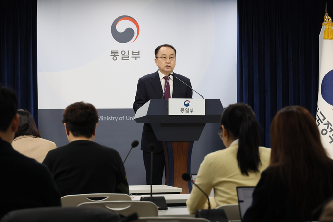 ▲ 구병삼 통일부 대변인이 20일 서울 종로구 정부서울청사에서 정례브리핑을 하고 있다.연합