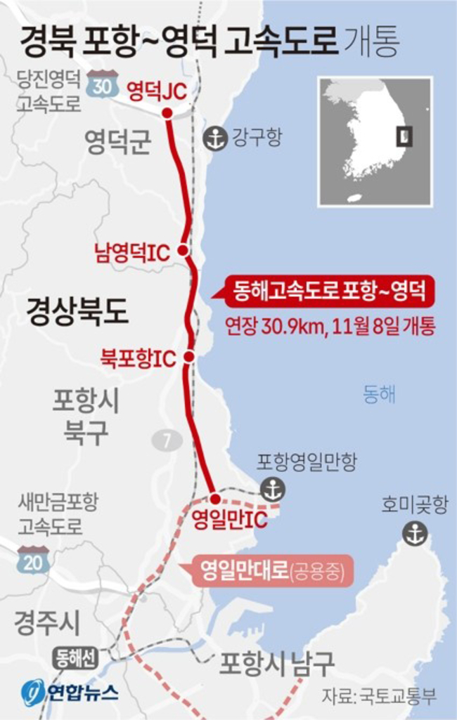 ▲ 경북 포항~영덕 고속도로 개통.