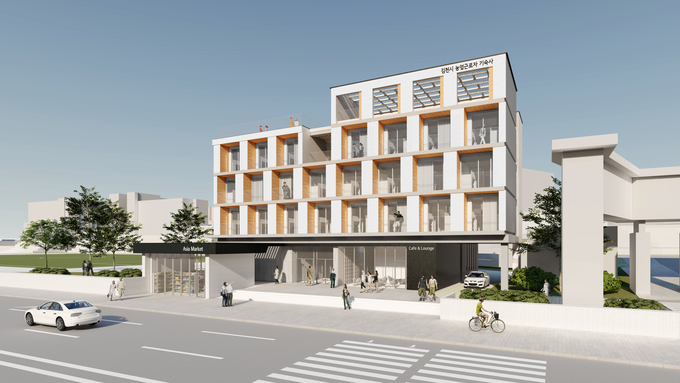 ▲ 김천시 농업근로자 기숙사 건립 설계공모에서 최종당선작 조감도.