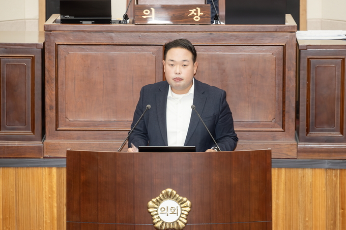 ▲ 정지원 구미시의원이 5분 자유발언을 하고있다.