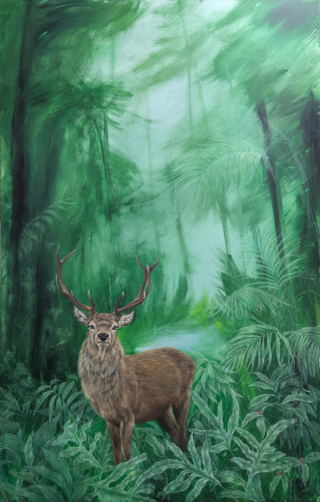 ▲ 강현경, Gazing, Mixed media on Cotton, 97.0x145.5cm, 2025